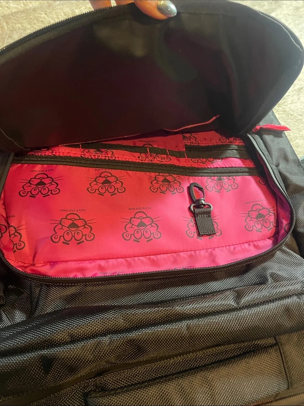 Owens corning pink Panther Black large Backpack NWOT